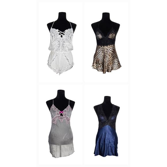 NWT Victoria's Secret Lot of 3 Baby Doll Lace Mini Slip & 1 Playsuit Size Small - Picture 1 of 4